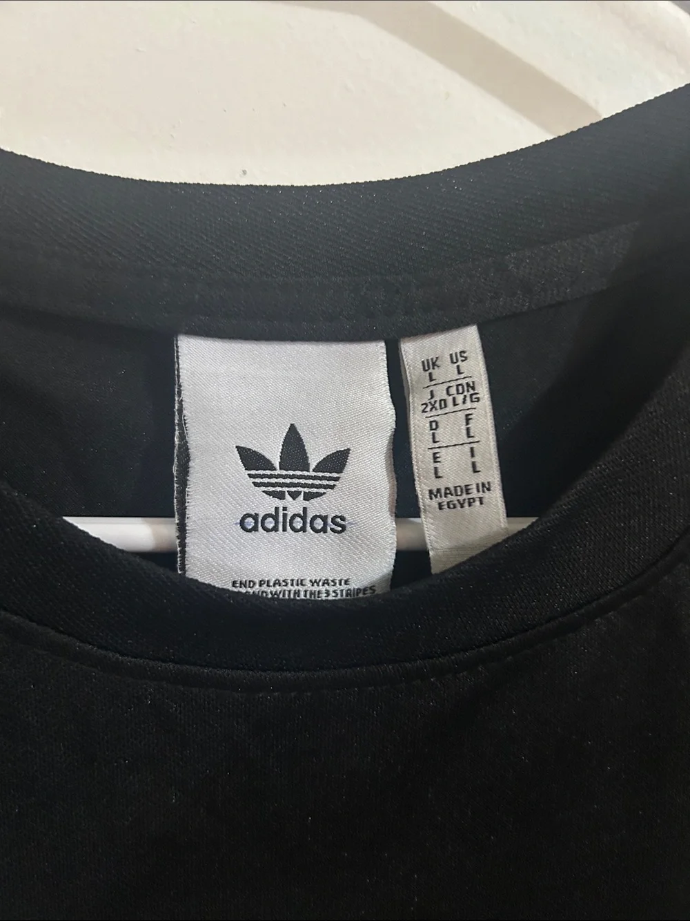 adidas Black Short-Sleeve Tee with Multicolor Trefoil